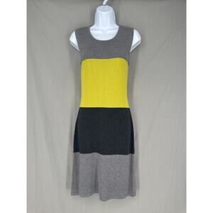 Calvin Klein Dress Womens Small Gray Mini Knit Sweaterdress Colorblock Capsule